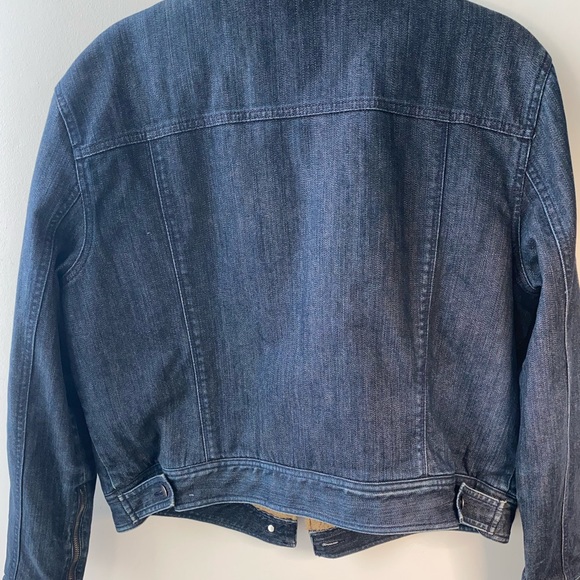 Vintage navy blue Jean jacket with brown fur collar - Picture 11 of 12